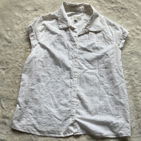 Merona White Cap Sleeve Button Down Shirt Textured Lightweight Collared XL - Picture 1 of 5